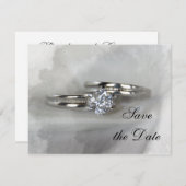 De Rings van het huwelijk op Grijs sparen de Datum Save The Date (Voorkant / Achterkant)