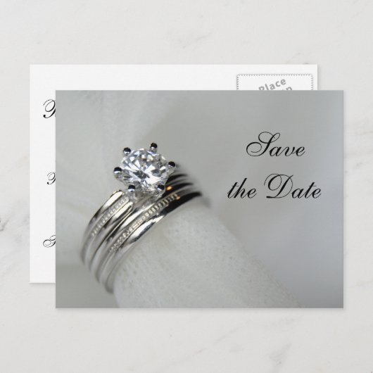 De Rings van het huwelijk sparen de Datum Aankondi Aankondigingskaart (Voorkant / Achterkant)