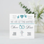 De Rings van het huwelijk sparen de Datum Aankondi Kaart (Staand voorkant)