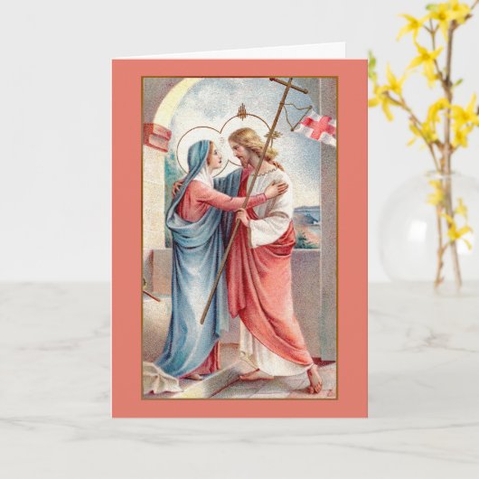 De Risen Christus groet zijn moeder (MH01) Kaart (Gele Bloem)