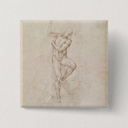 De Risen Christus Vierkante Button 5,1 Cm (Voorkant)