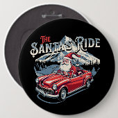 de rit van de kerstman. ronde button 6,0 cm (Voorkant /achterkant)