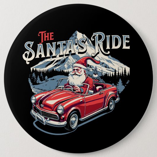 de rit van de kerstman. ronde button 6,0 cm (Voorkant)