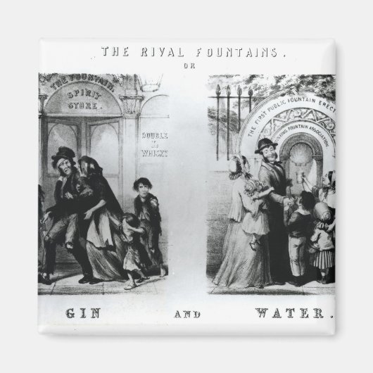 De rivaliserende fonteinen of gin en water magneet (Voorkant)