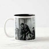 De rivaliserende fonteinen of gin en water tweekleurige koffiemok (Links)