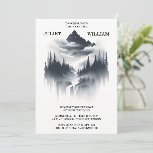 De River Rain Cloud Natuur Smoky Mountain Wedding Kaart (Staand voorkant)