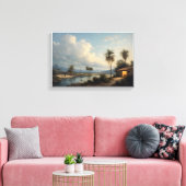 De Riverside Haven in de schemering Canvas Afdruk (Insitu (Woonkamer))