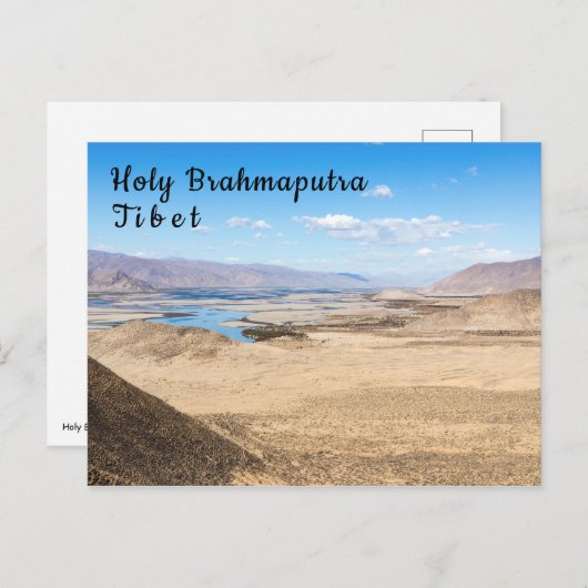 De rivier de Brahmaputra en het woestijnlandschap  Briefkaart (Voorkant / Achterkant)