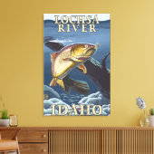 de rivier de Lochsa Vist de doorsnede van de forel Canvas Afdruk (Insitu (Woonkamer))