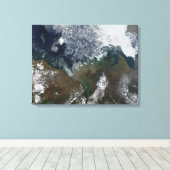 De rivier de Mackenzie vormt de rivier de rivier d Canvas Afdruk (Insitu (Houten vloer))