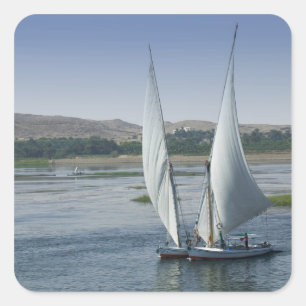 De rivier de Nijl en zeilboten gebruikt als Vierkante Sticker