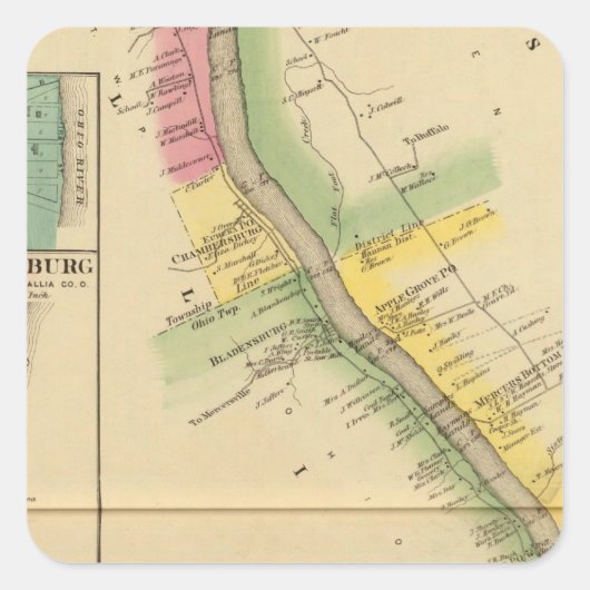 De rivier de Ohio en de vallei 7 Vierkante Sticker (Voorkant)