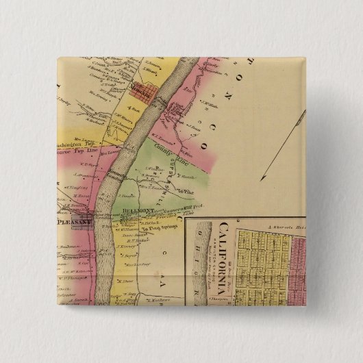 De rivier de Ohio en de vallei Vierkante Button 5,1 Cm (Voorkant)