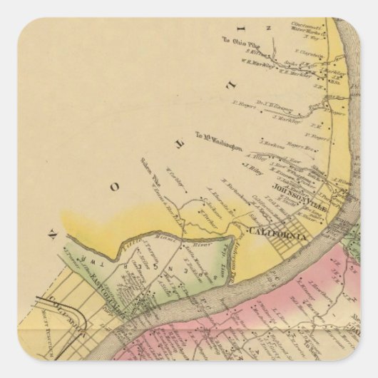 De rivier de Ohio en de vallei Vierkante Sticker (Voorkant)