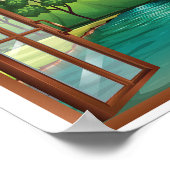 De rivier door een open Poster van het Venster (Hoek)