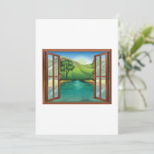 De rivier door een open venster Landscape Uitnodig Kaart (Staand voorkant)