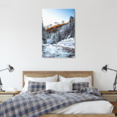 De rivier, het bos en de bergen in de herfst en de canvas afdruk (Insitu (Slaapkamer))