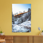 De rivier, het bos en de bergen in de herfst en de canvas afdruk (Insitu (Woonkamer))