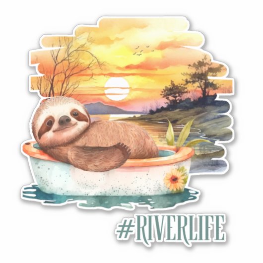 De rivier Life Sloth | Summer Fun Decal Sticker (Voorkant)