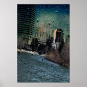 De rivier loopt door een stad poster (Voorkant)