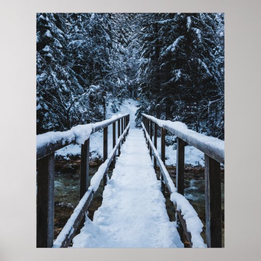 De rivier passeren in de winter poster (Voorkant)