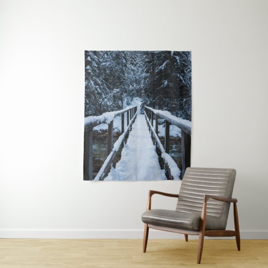 De rivier passeren in de winter wandkleed (In situ)