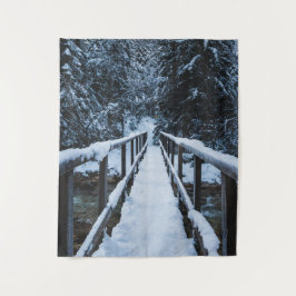 De rivier passeren in de winter wandkleed