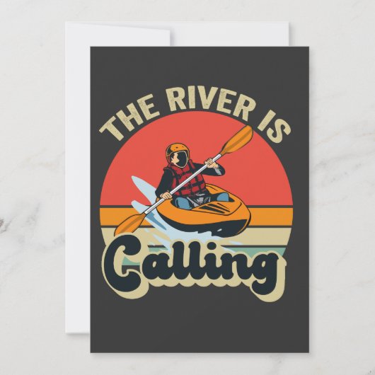De rivier roept grappige kayak buiten retro kaart (Voorkant)