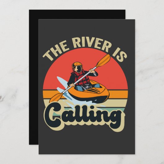 De rivier roept grappige kayak buiten retro kaart (Voorkant / Achterkant)
