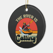 De rivier roept grappige kayak buiten retro keramisch ornament (Links)
