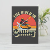 De Rivier Roept Grappige Kayak Buitensport Retro Kaart (Staand voorkant)