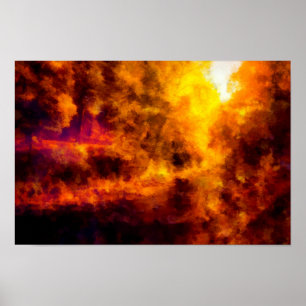 De rivier stroomt door de kleuren van het najaarsl poster