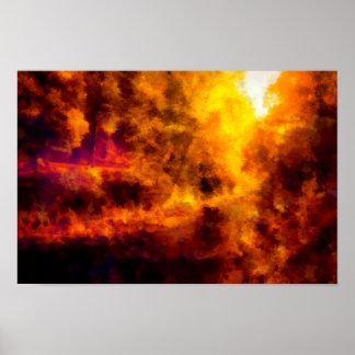 De rivier stroomt door de kleuren van het najaarsl poster