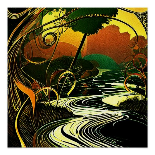 De rivier stroomt perfect poster (Voorkant)