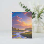 De rivier stroomt samen met het meer Serene Briefkaart (Staand voorkant)