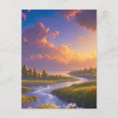 De rivier stroomt samen met het meer Serene Briefkaart (Voorkant)