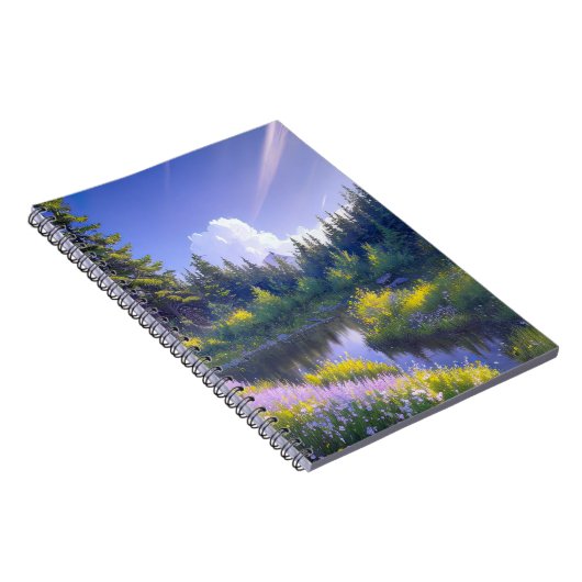 De rivier te midden van het Verdant-dennenbos Notitieboek (Rechterzijde)