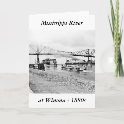 De Rivier van de Mississippi in Winona, 1880s Kaart (Voorkant)
