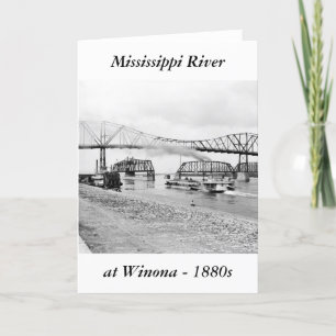 De Rivier van de Mississippi in Winona, 1880s Kaart
