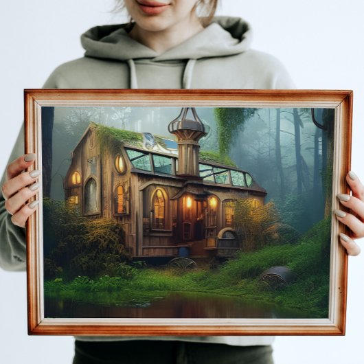 De rivierworkshop | Steampunk digitale kunst Poster