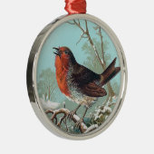 De Robin  Bird Illustratie Metalen Ornament (Rechts)