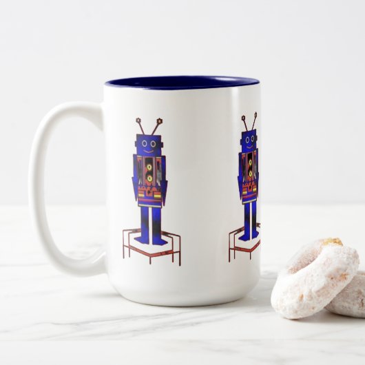 "De Robot" (450 ml) Tweekleurige mok (Met donut)