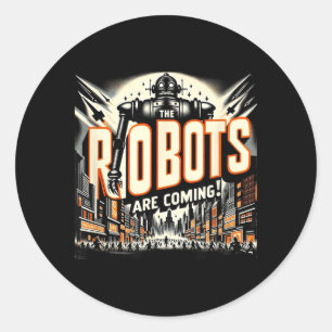 De Robots Komen - Clic Stijl Horror Design Ronde Sticker