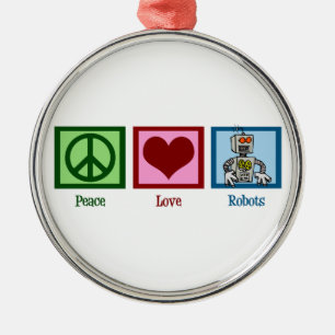 De Robots van de Liefde van de vrede Metalen Ornament