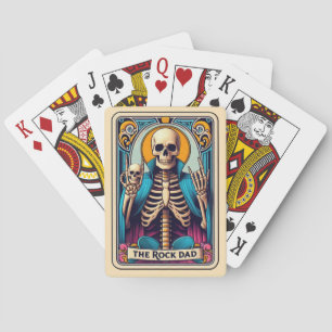 De Rock Dad Funny Fathers Day Skeleton Tarot Kaart