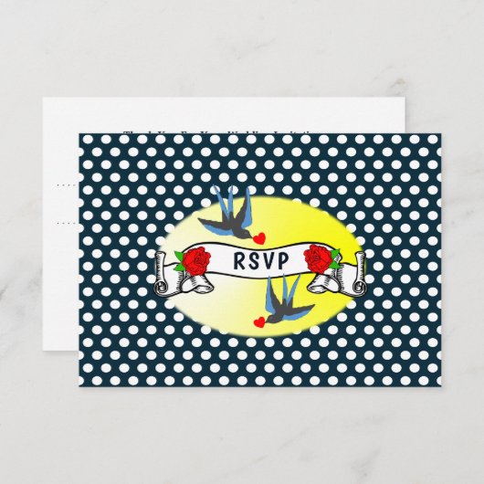 De Rockabilly Wedding RSVP van Retro 1950 (Voorkant / Achterkant)