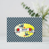 De Rockabilly Wedding RSVP van Retro 1950 Kaartje (Staand voorkant)