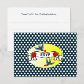 De Rockabilly Wedding RSVP van Retro 1950 Kaartje (Voorkant / Achterkant)