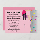 De rockmuur van het meisje: Birthday Party Kaart (Voorkant / Achterkant)