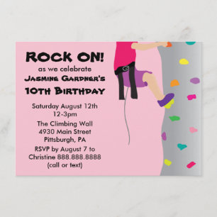 De rockmuur van het meisje: Birthday Party Kaart